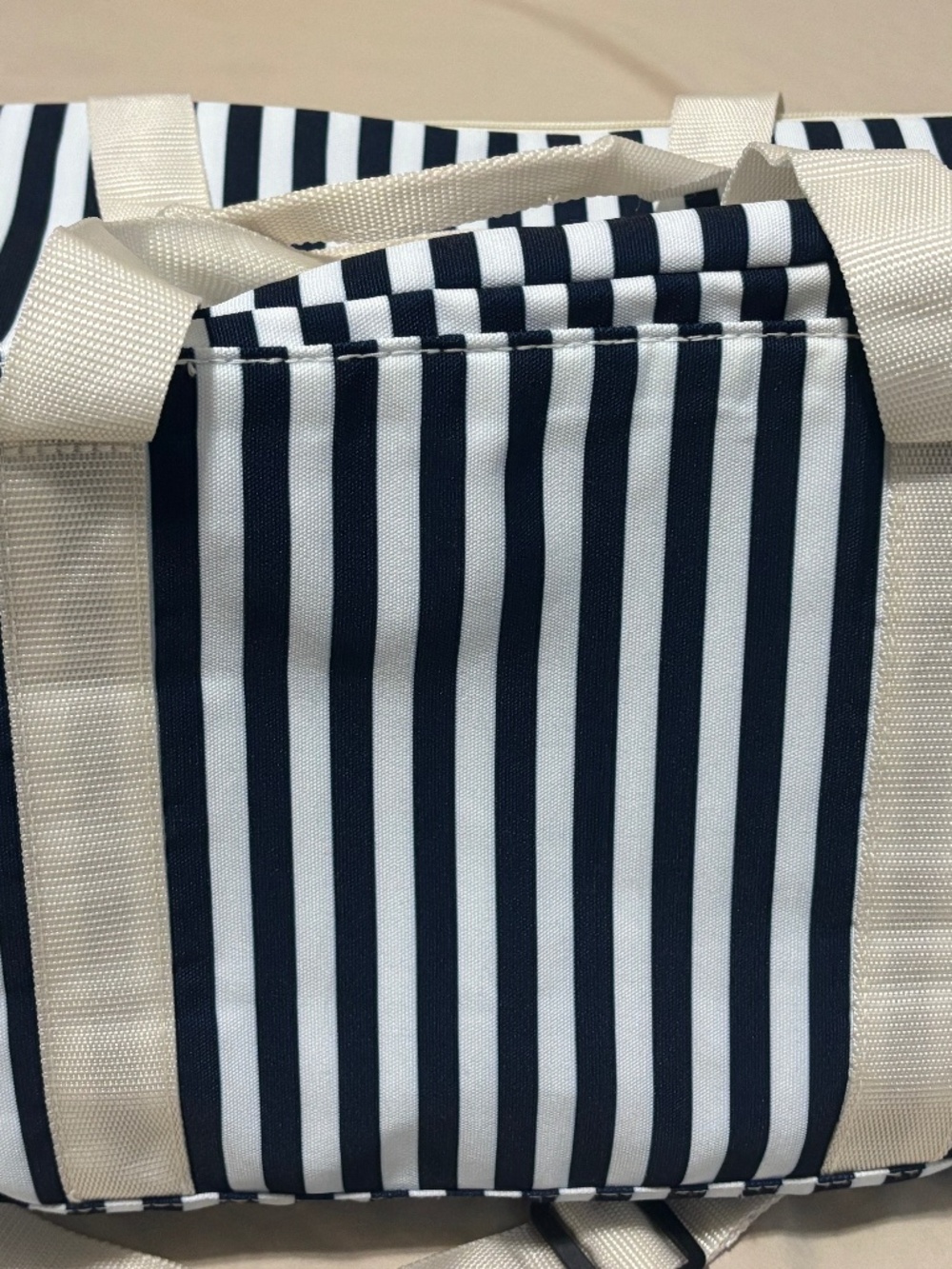DSW Navy & White Striped Insulated Cooler Tote Bag